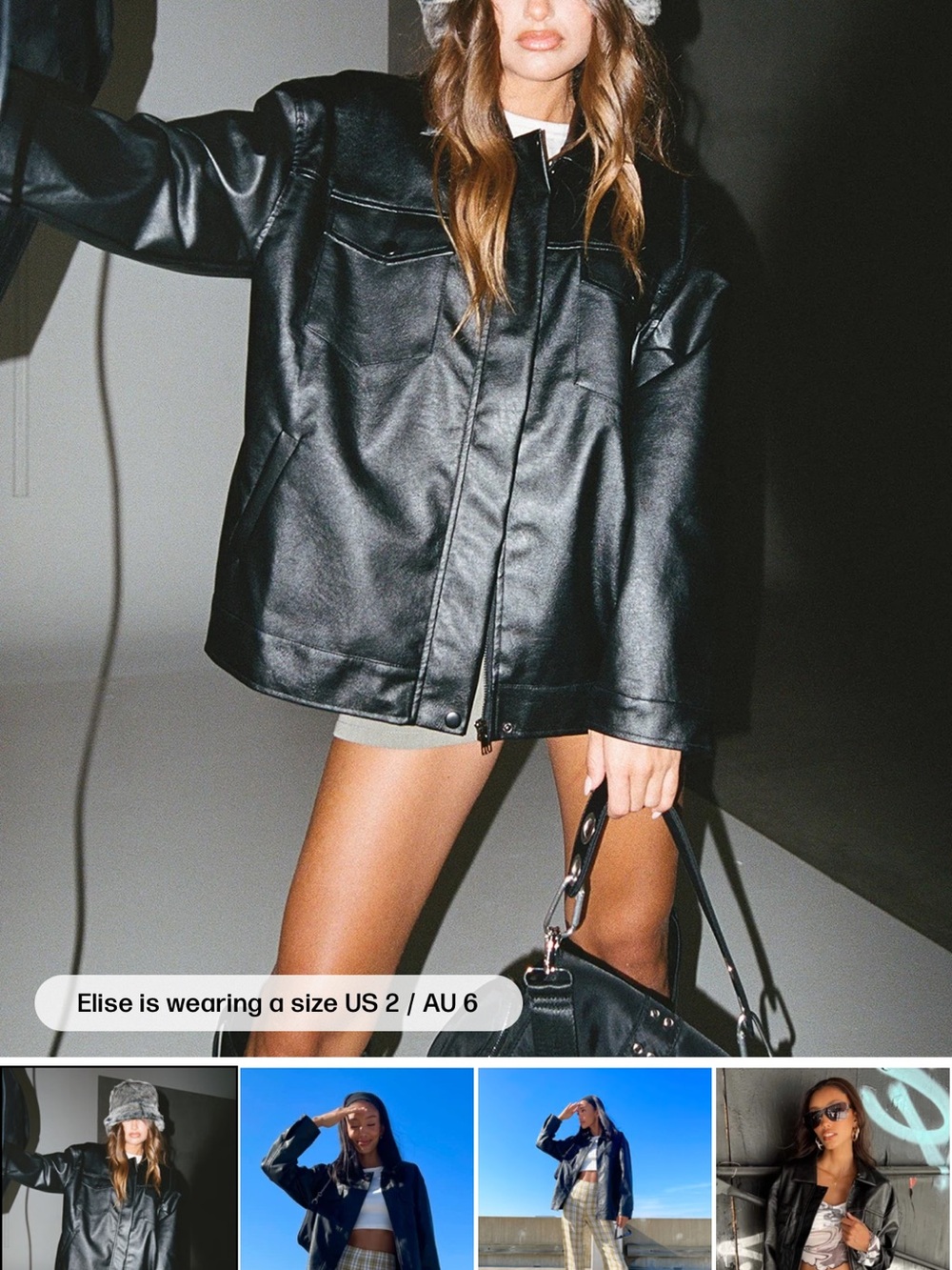 Princess Polly Black Oversized Faux Leather Jacket